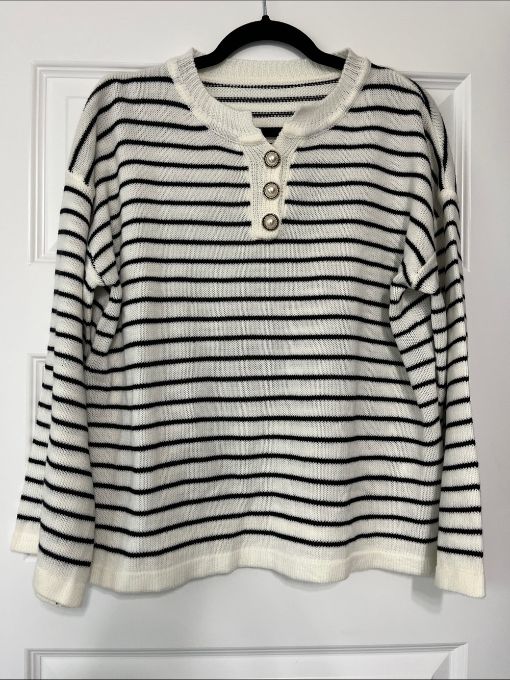 Cream & Black Striped Sweater